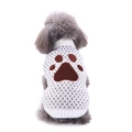 White knitted pet sweater with brown paw print pattern for small dogs and cats - Cream Paw Print Polka Dot (MYD85)