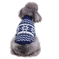 Navy blue and white knitted dog sweater with winter snowflake patterns in high neck style - Blue Snowflake (MYD13)