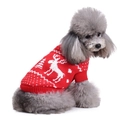 Festive red Christmas pet sweater with white reindeer and snowflake knitted patterns - Christmas Elk Red (MYD33)