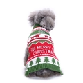 Pet Christmas knit sweater with red green reindeer pattern for small dogs and puppies - Green Merry Christmas Jacquard (MYD87)