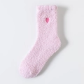 Calze in pile corallo rosa con ricamo a cuore per calore invernale e comfort - Taglia unica / Rosa con cuore rosa
