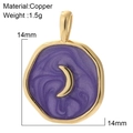 Bohemian purple enamel round celestial pendant with golden moon in copper 14mm - Purple Enamel Moon Style (AC210152G5)