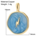 Blue enamel lightning bolt pendant charm in gold-plated copper finish for DIY jewelry - Blue Enamel Lightning Style (AC210152G6)
