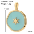 Bohemian gold planet pendant with light blue enamel and hexagon star, 14mm size - Light Blue Enamel Hexagram Style (AC210152U4)