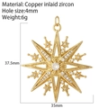 Pendentif étoile bohème en cuivre doré avec zircon, breloque céleste 35mm - Style Étoile Polaire Radiale (AC210392G1)