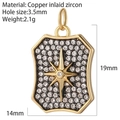 Pendentif étoile bohème en or avec zircons blancs pour la création de bijoux DIY - Style Octagramme Entièrement Serti de Zircon (AC220048G6)