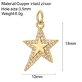 Pendentif étoile bohème en or avec zircons blancs pour la création de bijoux DIY - Style Étoile Double Couche Entièrement Sertie de Zircon (AC220122G8)