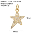 Pendentif étoile doré en cuivre avec incrustation de zircon et dimensions 19x14mm - Style Étoile Pleine Entièrement Sertie de Zircon (AC220122G9)