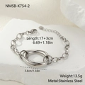Detailed shot of polished stainless steel link bracelet with lobster clasp and extender - Silver Bracelet