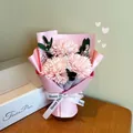 Pink soap flower bouquet with carnations and heart decor for Mother's Day gift - Light Pink Carnation (3076-12)