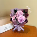Handcrafted purple carnation soap flower bouquet with elegant ribbon in white gift box - Purple Carnation (3076-13)