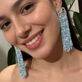 2603131b Gradient Green Beaded Tassel Earrings