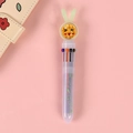 10-color retractable ballpoint pen with cute rabbit sequin topper and green body - Yellow Rabbit 10-Color Pen