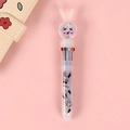 Cartoon rabbit 10-color ballpoint pen with pink sequins and ten multi-color ink refills - White Rabbit 10-Color Pen