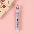 Cartoon cat multi-color ballpoint pen with sequins and pink decorative ball top - White Cat 10-Color Pen