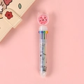 Cartoon ten-color ballpoint pen with cat head glitter decoration and happy print - Pink Cat 10-Color Pen