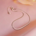 Elegant 18K gold plated flat snake bone chain bracelet with lobster clasp for women - Herringbone Chain Anklet (J724) / Steel