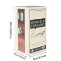Jeu de cartes Horrible Therapist par The Oatmeal montrant les dimensions du coffret - Édition Thérapeute Horrible