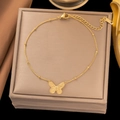 Elegant gold butterfly pendant necklace in titanium steel with a minimalist bead chain - 【sle2006】 Vintage Butterfly Bracelet Gold