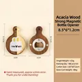 Ouvre-bouteille magnétique en bois d'acacia avec motif lapin mignon et forme mini planche - Lapin Acacia