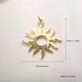 Macro view of gold-plated sun pendant with dimensions 29mm by 25mm for jewelry DIY - Gold Shiny Large Sun (A874)