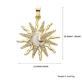 Detailed view of gold sun and moon pendant with white crystals measuring 29.4mm in height - Gold Zirconia Shell Sun (A262)
