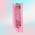 Detalle de peine plegable rosa con dientes negros dobles para peinado y estilismo - Rosa