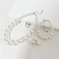 Elegant 4-piece pearl jewelry set with necklace, bracelet, ring and stud earrings - White K + White Pearl