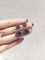 Orecchini vintage in argento con pendenti in ametista viola e cristalli scintillanti - Zirconia Viola Scintillante