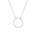 Collar minimalista de acero inoxidable plateado con colgante de círculo martillado - Color Acero