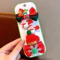 Christmas tree hair clip set featuring festive red bow and snowman accessories for kids - H2-5# Christmas Stocking Style (carton Packaging)