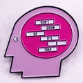 Spilla in smalto pop art rosa e viola con scritta Don't Grow Up It's A Trap - Nero