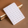 Detail shot of multi-pair white pearl stud earring set neatly arranged on foam board - White Faux Pearl Style (H2569-1)