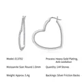 Elegant S925 sterling silver heart-shaped hoop earrings set with 144 moissanite stones - 1.0mm*144 Moissanite Stones