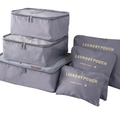 6-piece dark grey oxford cloth travel organizer set with mesh cubes and laundry pouches - 6-Piece Set / Gray