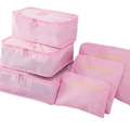 6-piece pink travel organizer set featuring mesh packing cubes and laundry pouches - 6-Piece Set / Pink