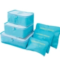 Lake blue 6-piece travel organizer set with mesh packing cubes and laundry pouches - 6-Piece Set / Sky Blue
