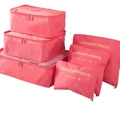 6-delige felroze reisorganizer set met mesh tassen en waterdichte opbergzakjes - 6-Delige set / Watermeloen Rood