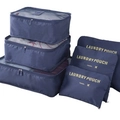 Marineblauw 6-delige reisorganisator set met netzakken en waszakken voor koffers - 6-Delige set / Marineblauw