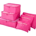 Rose pink 6-piece travel organizer set including mesh bags and laundry pouches - 6-Piece Set / Rose Red