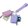 Purple nylon wristlet pouch set with two zipper wallets for cash and bank cards - Light Purple + Deep Purple