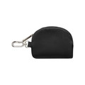 Mini semi-circle black nylon wristlet pouch with silver metal swivel hook and zipper - Single Black Coin Purse
