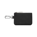 Minimalist black nylon wristlet coin purse with metallic zipper and carabiner clip - Single Black Card Bag