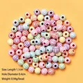 Colorful striped acrylic football beads 11mm for DIY jewelry making and bracelet crafts - Multicolor Volleyball 100Pcs