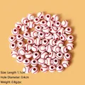 White baseball patterned acrylic beads with red stitching for DIY jewelry making - Baseball 100Pcs