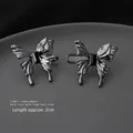 Vintage silver butterfly adjustable waist buckle with black gemstone detail - Black Enamel Butterfly