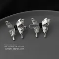 Silver alloy butterfly waist adjuster buckle with black gem for clothing resizing - Silver Enamel Butterfly