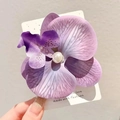 Sweet purple orchid hair clip with gradient fabric petals and center pearl detail - Light Purple