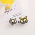 Adjustable waist buckle set with cartoon cat and monster enamel metal pins - Little Monster Yellow