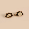 Cute lion shaped bronze alloy waist buckle with beige enamel finish for adjusting pants - Black Little Lion Buckle